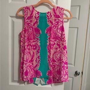 Lilly Pulitzer Pink and Teal Floral Blouse